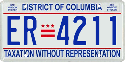 DC license plate ER4211