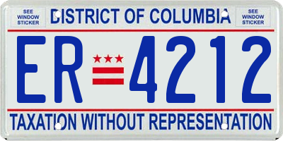 DC license plate ER4212