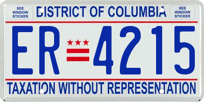 DC license plate ER4215