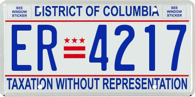 DC license plate ER4217