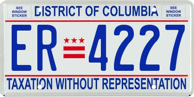 DC license plate ER4227
