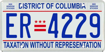DC license plate ER4229
