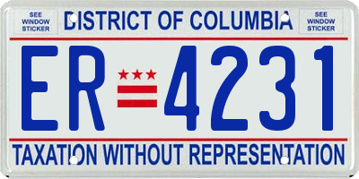 DC license plate ER4231