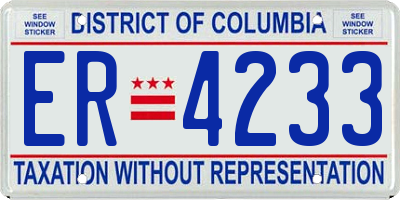 DC license plate ER4233