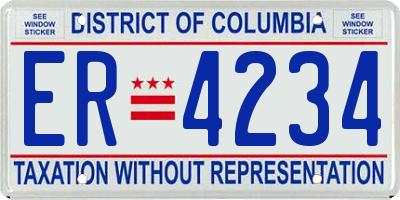 DC license plate ER4234