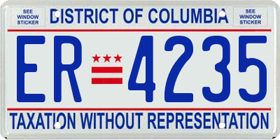 DC license plate ER4235