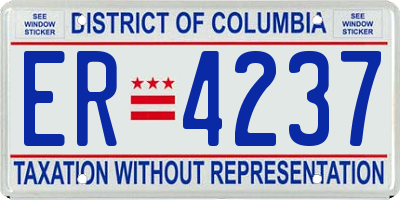 DC license plate ER4237
