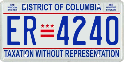 DC license plate ER4240