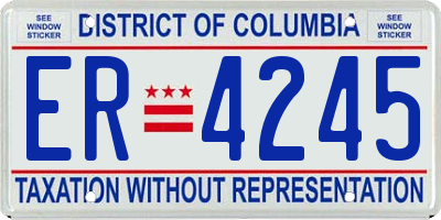DC license plate ER4245