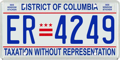DC license plate ER4249
