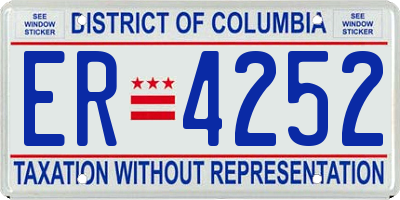 DC license plate ER4252