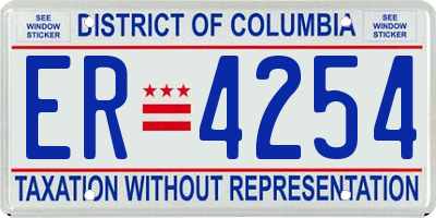DC license plate ER4254