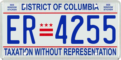 DC license plate ER4255