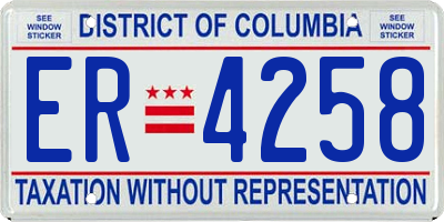 DC license plate ER4258