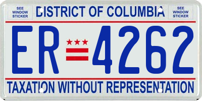 DC license plate ER4262