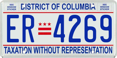 DC license plate ER4269