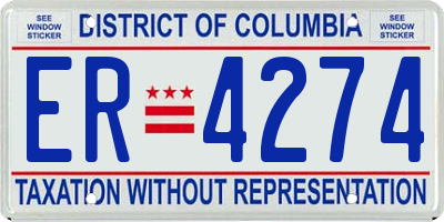 DC license plate ER4274