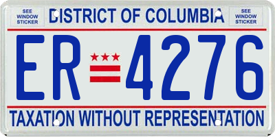 DC license plate ER4276