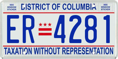 DC license plate ER4281