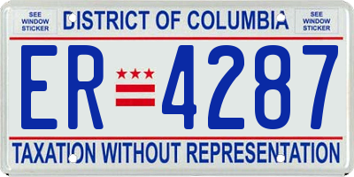 DC license plate ER4287