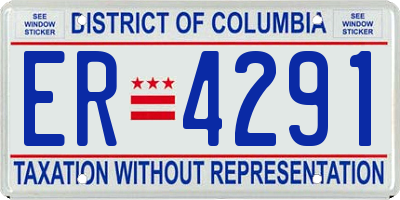 DC license plate ER4291