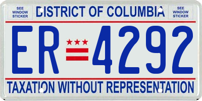 DC license plate ER4292