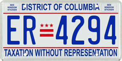 DC license plate ER4294