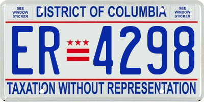 DC license plate ER4298