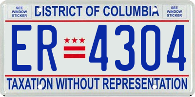 DC license plate ER4304