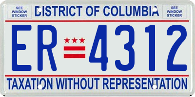 DC license plate ER4312