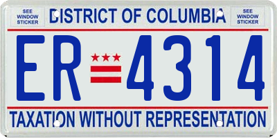DC license plate ER4314