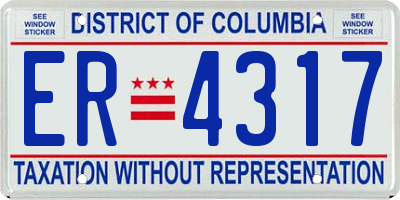 DC license plate ER4317
