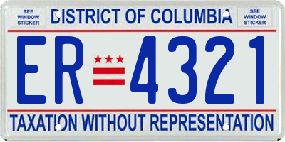 DC license plate ER4321