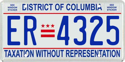 DC license plate ER4325