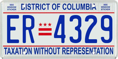 DC license plate ER4329