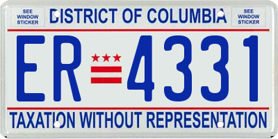 DC license plate ER4331