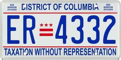 DC license plate ER4332