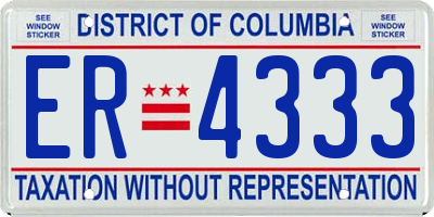 DC license plate ER4333