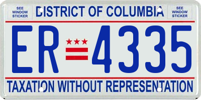 DC license plate ER4335