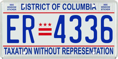 DC license plate ER4336