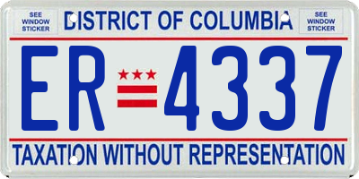 DC license plate ER4337