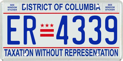DC license plate ER4339