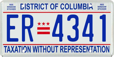 DC license plate ER4341