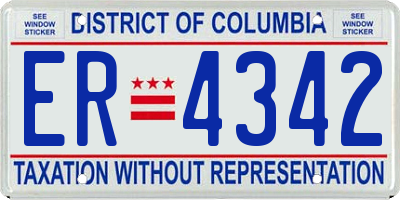 DC license plate ER4342