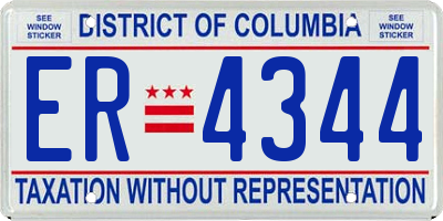 DC license plate ER4344