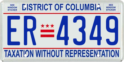 DC license plate ER4349
