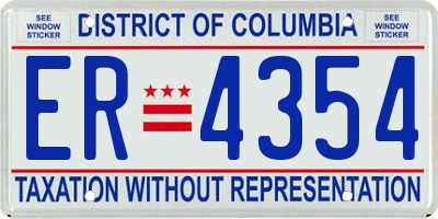 DC license plate ER4354