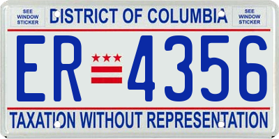 DC license plate ER4356