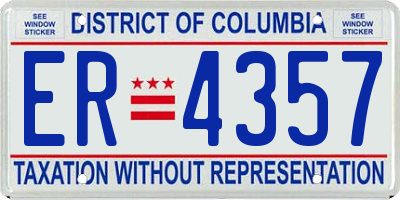 DC license plate ER4357