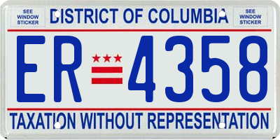 DC license plate ER4358